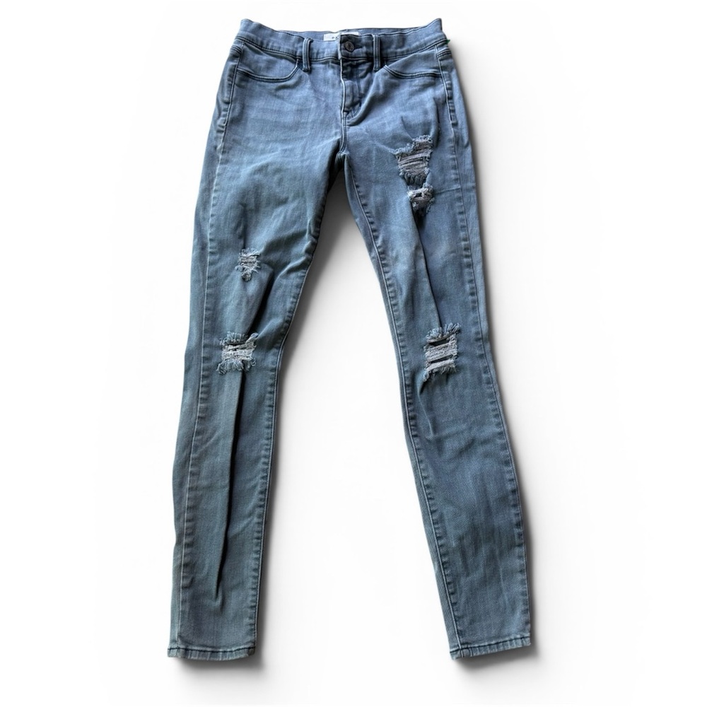 Women Pacsun 28 distressed med blue denim stretch jeans mid rise jegging soft